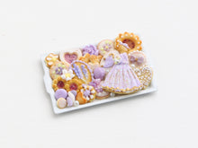 Load image into Gallery viewer, Selection of assorted lilac cookies and treats - OOAK - dollhouse miniature food