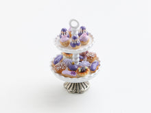 Load image into Gallery viewer, French mini pastries and petits fours on cake stand - handmade miniature food