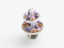 Load image into Gallery viewer, French mini pastries and petits fours on cake stand - handmade miniature food