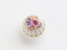 Load image into Gallery viewer, Lilac Rose Cream Cake Miniature Food Dessert - OOAK