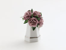Load image into Gallery viewer, Lilac roses in coffe pot planter - OOAK - dollhouse miniature decoration