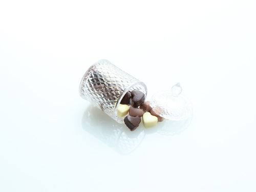 Spilt Jar of Heart-Shaped Chocolates - Handmade Miniature Dollhouse Food