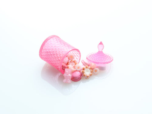 Spilt Jar of Assorted Pink Candies & Treats - Handmade Miniature Dollhouse Food