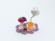 Load image into Gallery viewer, Frozen Moment - Tea, Cupcake and Flowers - Summer Drinks - Handmade Miniature Dollhouse Food