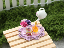 Load image into Gallery viewer, Frozen Moment - Tea, Cupcake and Flowers - Summer Drinks - Handmade Miniature Dollhouse Food