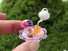 Load image into Gallery viewer, Frozen Moment - Tea, Cupcake and Flowers - Summer Drinks - Handmade Miniature Dollhouse Food