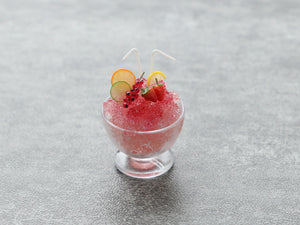 Large Red Fruit Slusy / Granité for Two - Summer Drinks - Handmade Miniature Dollhouse Food