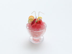 Large Red Fruit Slusy / Granité for Two - Summer Drinks - Handmade Miniature Dollhouse Food