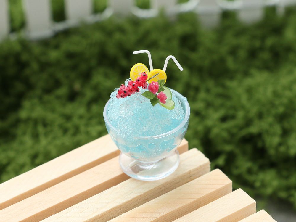 Large Blue Raspberry Slusy / Granité for Two - Summer Drinks - Handmade Miniature Dollhouse Food (Copy)