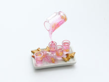 Load image into Gallery viewer, Pouring Pink Lemonade on Tray with Spring Cookies - Frozen Moment - Handmade Miniature Dollhouse Food