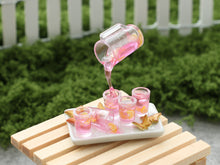 Load image into Gallery viewer, Pouring Pink Lemonade on Tray with Spring Cookies - Frozen Moment - Handmade Miniature Dollhouse Food