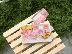 Pouring Pink Lemonade on Tray with Spring Cookies - Frozen Moment - Handmade Miniature Dollhouse Food