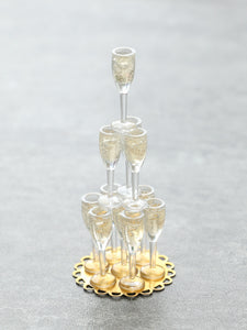 Champagne Tower - Summer Drinks - Handmade Miniature Dollhouse Food