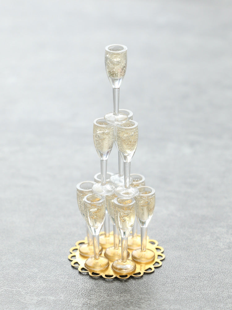 Champagne Tower - Summer Drinks - Handmade Miniature Dollhouse Food