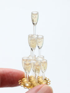 Champagne Tower - Summer Drinks - Handmade Miniature Dollhouse Food