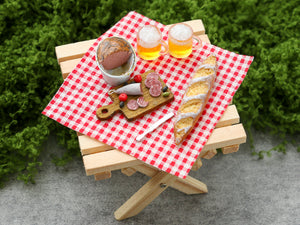 French Picnic or Aperitif Set (A) with Beer - Summer Drinks - Handmade Miniature Dollhouse Food