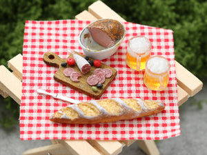 French Picnic or Aperitif Set (A) with Beer - Summer Drinks - Handmade Miniature Dollhouse Food