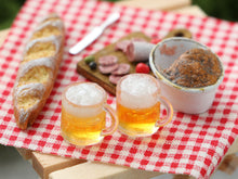 Load image into Gallery viewer, French Picnic or Aperitif Set (A) with Beer - Summer Drinks - Handmade Miniature Dollhouse Food