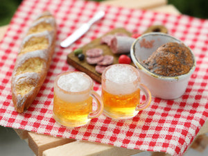 French Picnic or Aperitif Set (A) with Beer - Summer Drinks - Handmade Miniature Dollhouse Food