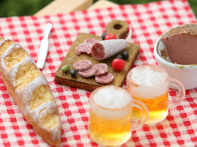 Load image into Gallery viewer, French Picnic or Aperitif Set (A) with Beer - Summer Drinks - Handmade Miniature Dollhouse Food