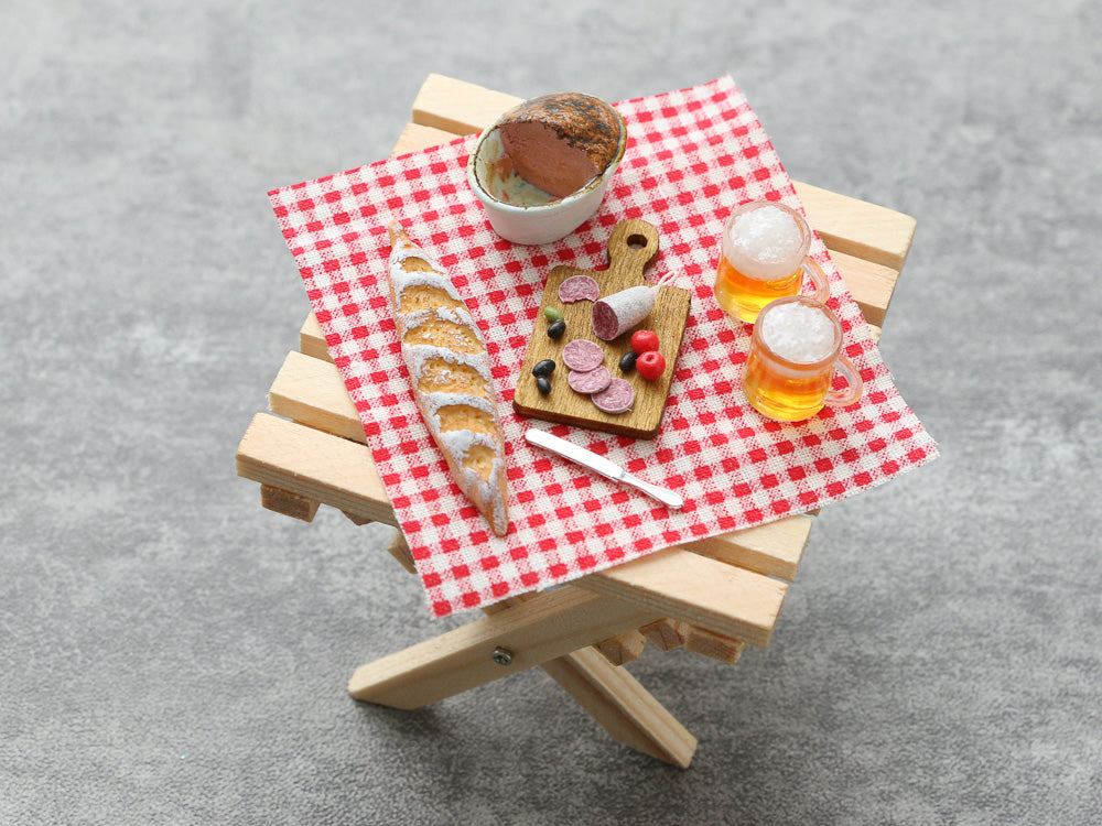 French Picnic or Aperitif Set (B) with Beer - Summer Drinks - Handmade Miniature Dollhouse Food