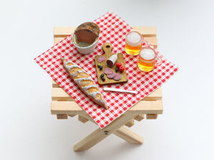 French Picnic or Aperitif Set (B) with Beer - Summer Drinks - Handmade Miniature Dollhouse Food