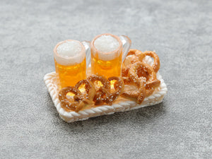 Beer and Pretzels - Summer Drinks - Handmade Miniature Dollhouse Food