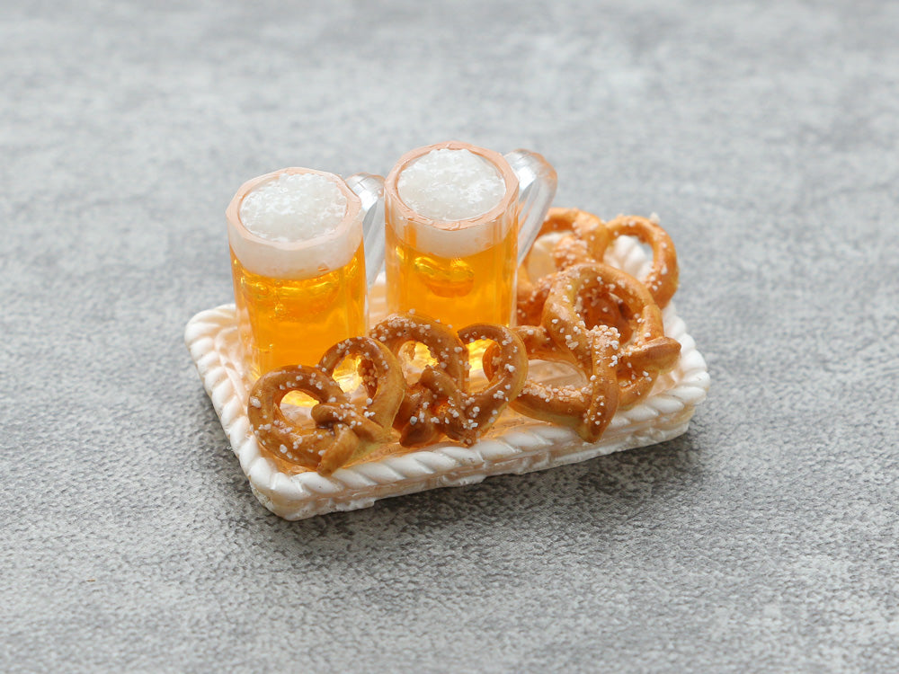 Beer and Pretzels - Summer Drinks - Handmade Miniature Dollhouse Food