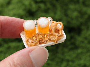 Beer and Pretzels - Summer Drinks - Handmade Miniature Dollhouse Food