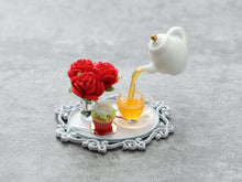 Load image into Gallery viewer, Frozen Moment - Tea, Cupcake and Red Roses - Summer Drinks - Handmade Miniature Dollhouse Food