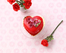 Load image into Gallery viewer, Miniature Valentine’s Heart-shaped Red Parisian Macaron with Rose Petals – Dollhouse 1:12 Scale Handmade Food