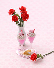 Load image into Gallery viewer, Miniature Valentine’s Pink Cocktails for Two – Dollhouse 1:12 Scale Handmade Food