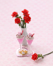 Load image into Gallery viewer, Miniature Valentine’s Pink Cocktails for Two – Dollhouse 1:12 Scale Handmade Food