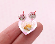 Load image into Gallery viewer, Miniature Valentine’s Pink Cocktails for Two – Dollhouse 1:12 Scale Handmade Food