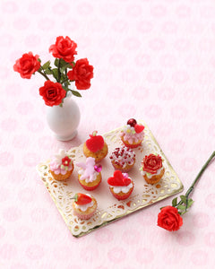 Display of Valentine's Day Cupcakes – Dollhouse 1:12 Scale Handmade Food