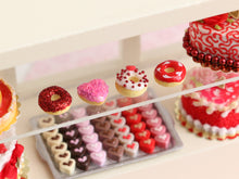 Load image into Gallery viewer, Four Designs of Valentine&#39;s Day Donuts - Handmade Miniature Food for Dollhouses