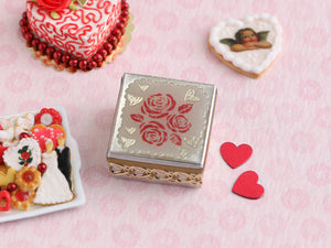 Shortbread Biscuit Tin Gift for Valentine's Day - Eiffel Tower - Handmade Miniature Food for Dollhouses