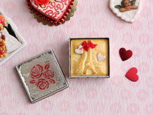 Load image into Gallery viewer, Shortbread Biscuit Tin Gift for Valentine&#39;s Day - Eiffel Tower - Handmade Miniature Food for Dollhouses
