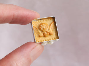 Shortbread Biscuit Tin Gift for Valentine's Day - Cherub - Handmade Miniature Food for Dollhouses