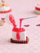 Load image into Gallery viewer, Decorating a Heart-shaped Cake - OOAK - Red Icing - Handmade Miniature Food