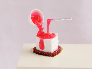 Decorating a Heart-shaped Cake - OOAK - Red Icing - Handmade Miniature Food