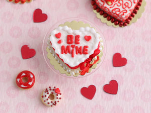 BE MINE Heart-shaped Valentine Cake - Handmade Miniature Food