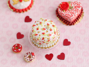 Red Rosebud Valentine Cake - Handmade Miniature Food