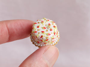 Red Rosebud Valentine Cake - Handmade Miniature Food