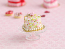 Load image into Gallery viewer, Pink Rosebud Heart-shaped Valentine Cake - OOAK - Handmade Miniature Food