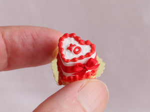 Hugs and Kisses "XO" Heart-shaped Valentine Cake - Red - Handmade Miniature Food