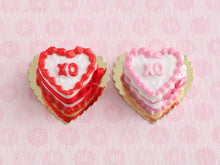 Load image into Gallery viewer, Hugs and Kisses &quot;XO&quot; Heart-shaped Valentine Cake - Pink - Handmade Miniature Food