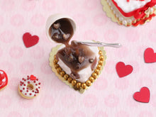 Load image into Gallery viewer, Decorating a Heart-shaped Cake - OOAK - Chocolate - Handmade Miniature Food