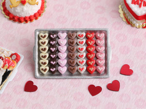 Tray of Heart-shaped Valentine Chocolates and Candy - Handmade Miniature Food