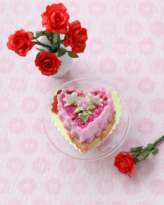 Miniature Valentine’s Day Two Cherubs Pink Cake – Dollhouse 1:12 Scale Handmade Food